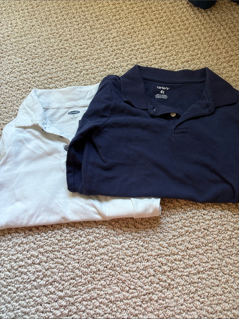 Boys Long Sleeve Polo Shirts - Navy and White 4T